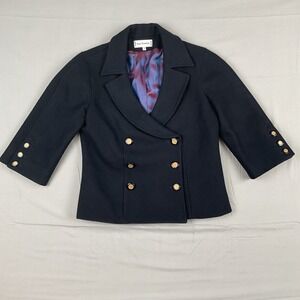 Anne Fontaine Wool Black Cropped Peacoat Y2K Paris Chic 38